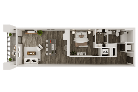 Floor plan for 1 bed, 1 bath, 787 sqft